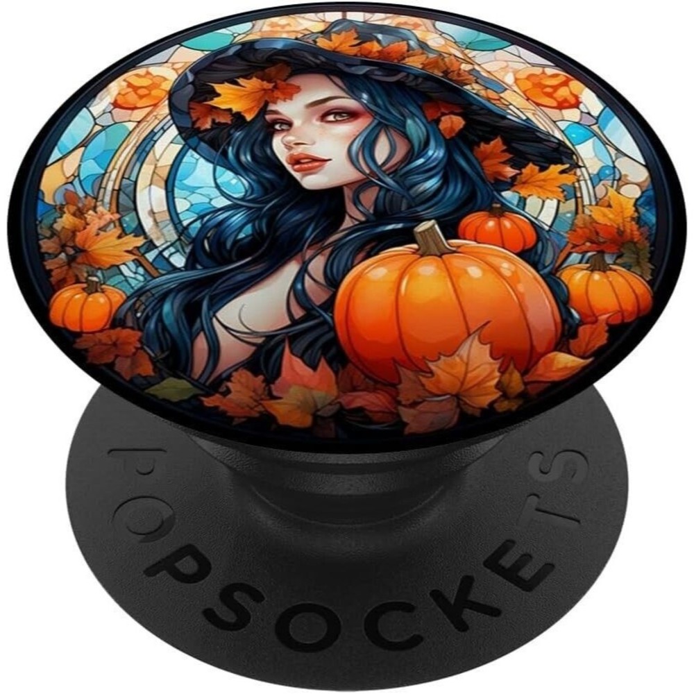 Fall Leaves and Halloween Pumpkins Women Pop Sockets for Phone Swappable PopGrip